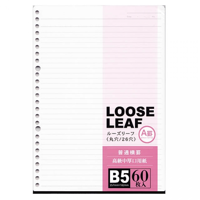 B5ルーズリーフA罫60枚