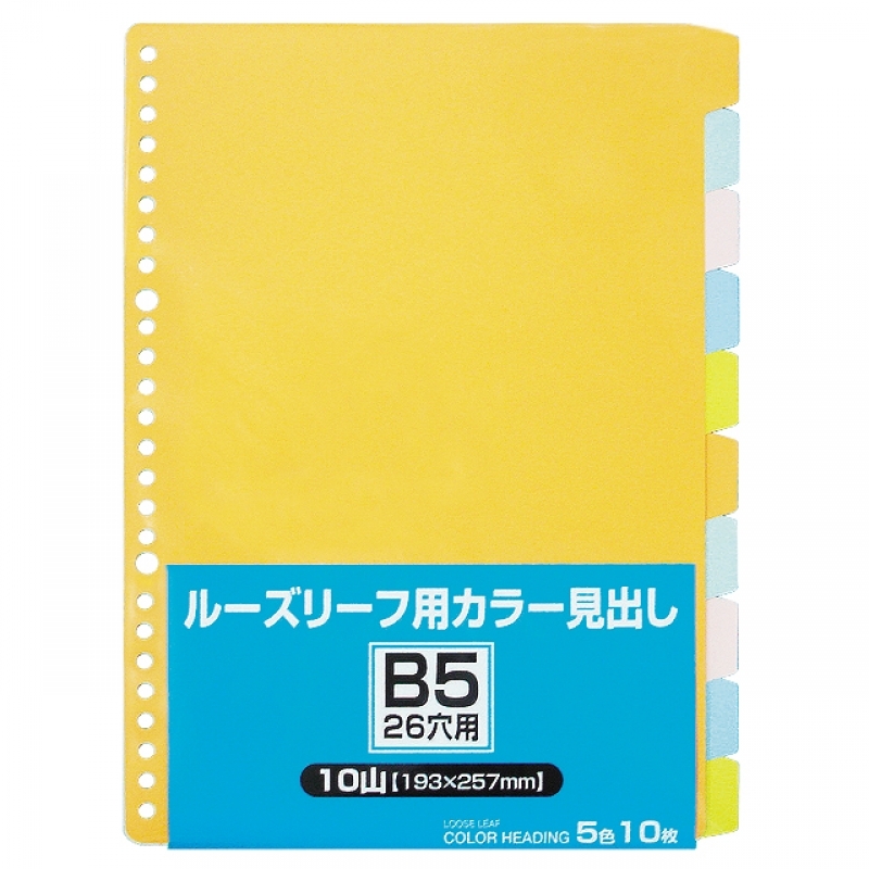 B5ルーズリーフ用カラー見出し10山